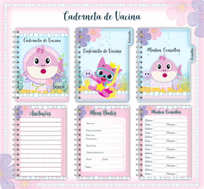 Caderneta de Vacina Baby Shark Menina