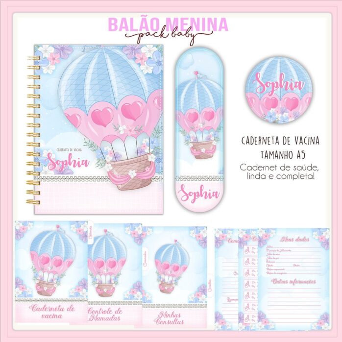 Caderneta de Vacina Balão Menina