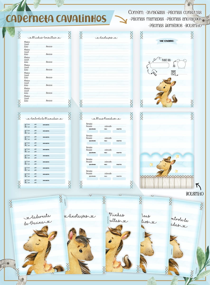 Caderneta de Vacina Cavalinhos Digital Personalizável 2 Caderneta de Vacina Cavalinhos Digital Personalizável