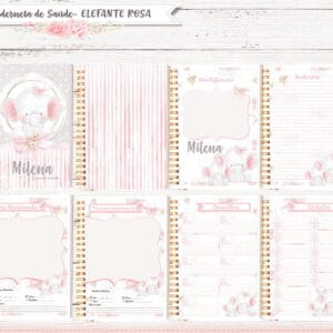 Caderneta de Vacina Elefante Rosa
