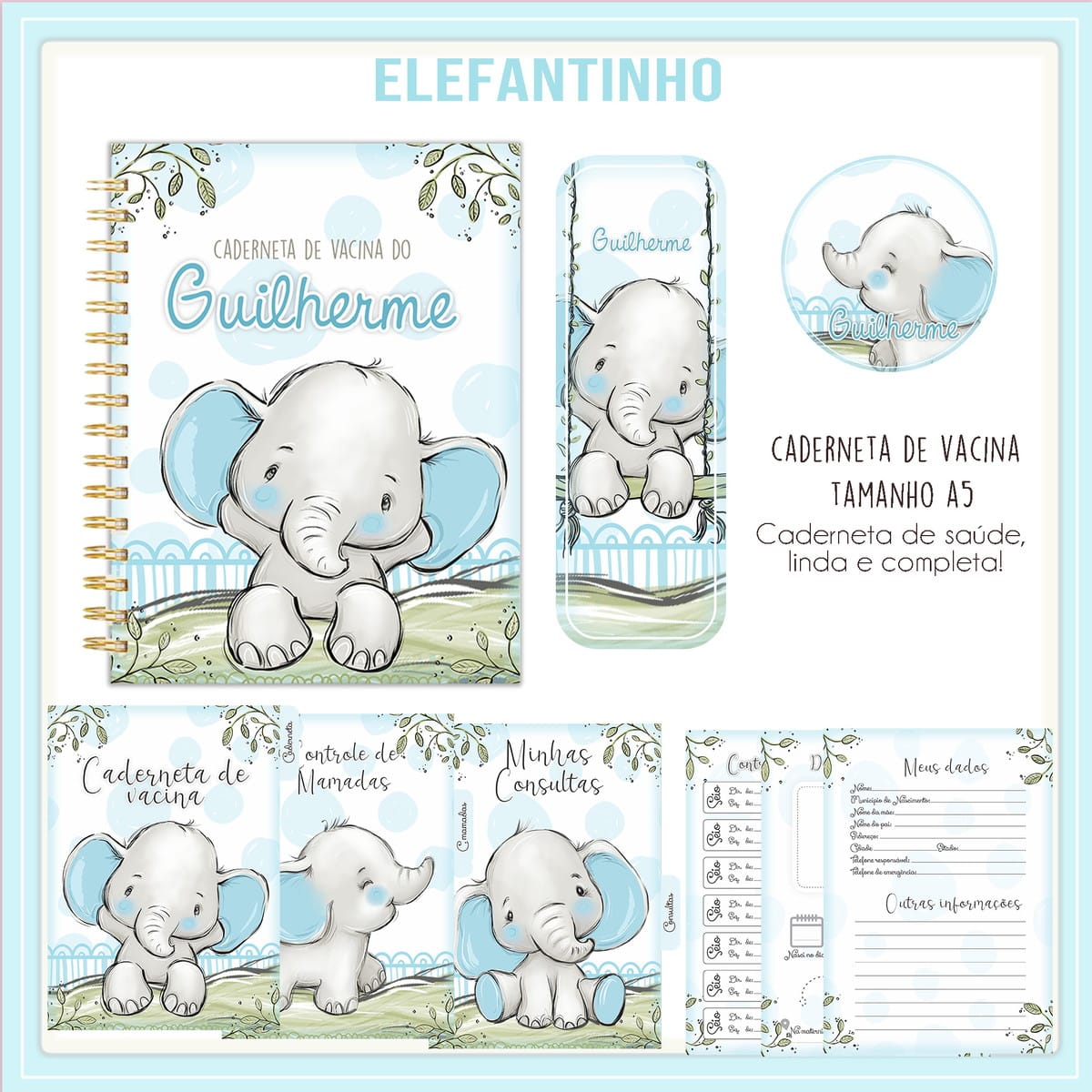 Caderneta de Vacina Elefantinho Digital para Imprimir 1 Caderneta de Vacina Elefantinho Digital para Imprimir