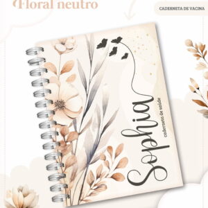 Caderneta de Vacina Floral Neutro Digital para Imprimir