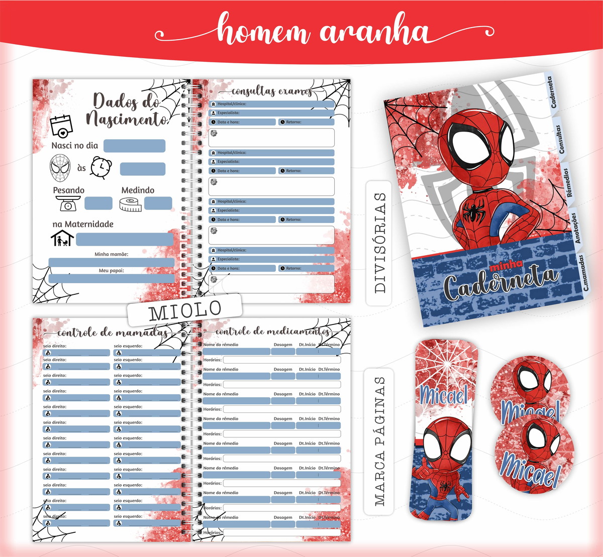 Caderneta de Vacinação Homem Aranha para Personalizar 3 Caderneta de Vacinação Homem Aranha para Personalizar - Imagem 3