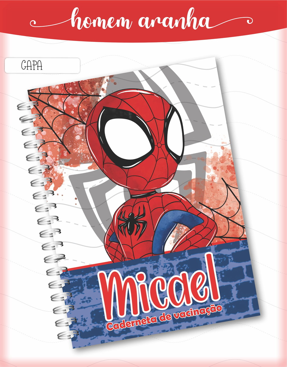 Caderneta de Vacinação Homem Aranha para Personalizar 1 Caderneta de Vacinação Homem Aranha para Personalizar