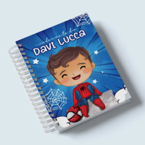 Caderneta de Vacina Homem Aranha Baby Arquivo Digital 7 Arte digital de capa de caderneta personalizada com menino fantasiado de super-herói.
