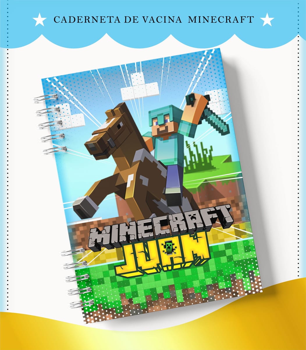 Caderneta de Vacina Minecraft Digital para Imprimir 1 Caderneta de Vacina Minecraft Digital para Imprimir