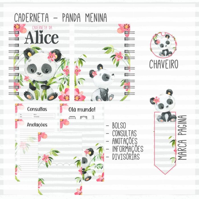 Caderneta de Vacina Panda Menina Cute