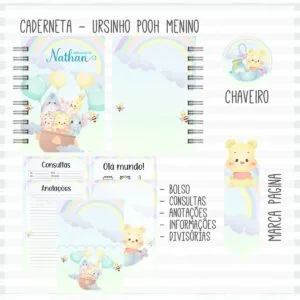 Caderneta de Vacina Pooh Menino Mod 01 24 Caderneta de Vacina Pooh Menino Mod 01