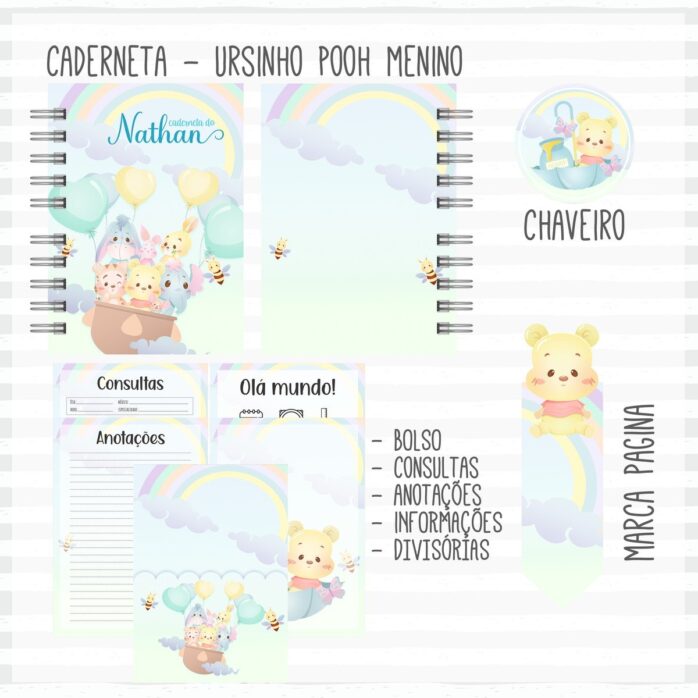 Caderneta de Vacina Pooh Menino Mod 01