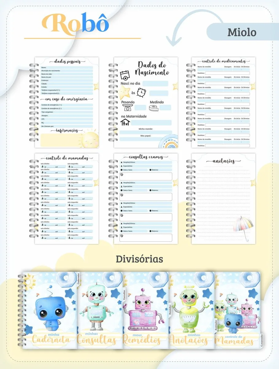 Caderneta de Vacina Robô 2 Caderneta de Vacina Robô