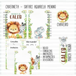 caderneta de vacina safari aquarela menino arquivo digital