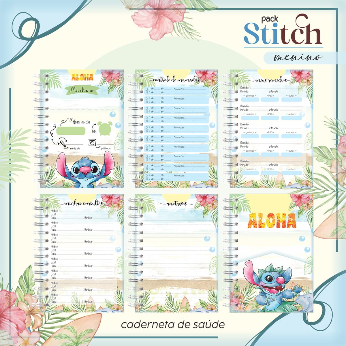 Caderneta de Vacina Stitch Menino para Personalizar 2 Caderneta de Vacina Stitch Menino para Personalizar - Imagem 2