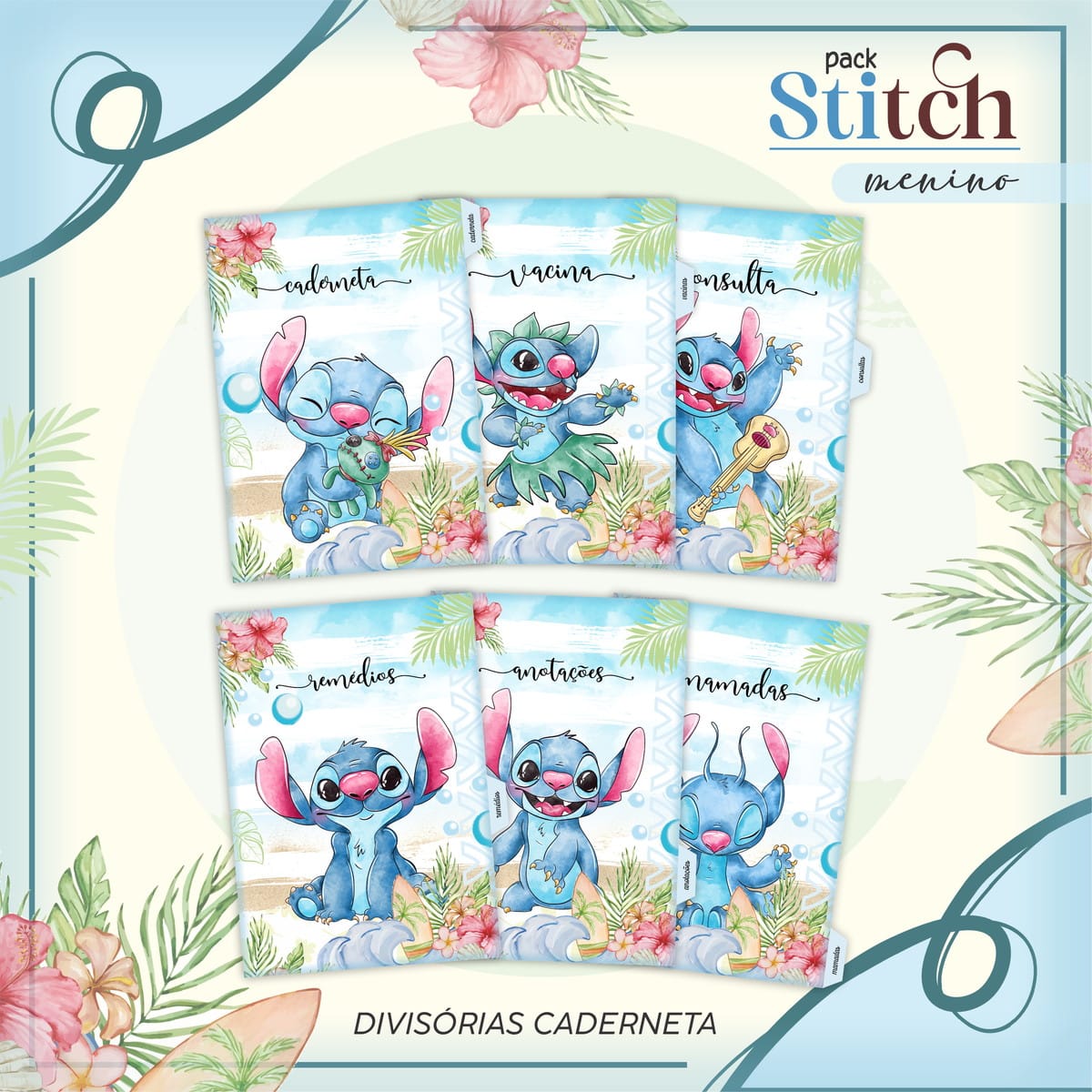 Caderneta de Vacina Stitch Menino para Personalizar 4 Caderneta de Vacina Stitch Menino para Personalizar - Imagem 4