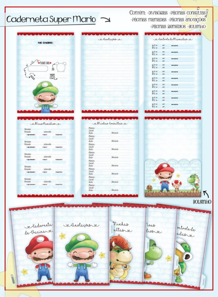 Caderneta de Vacina Super Mario Cute