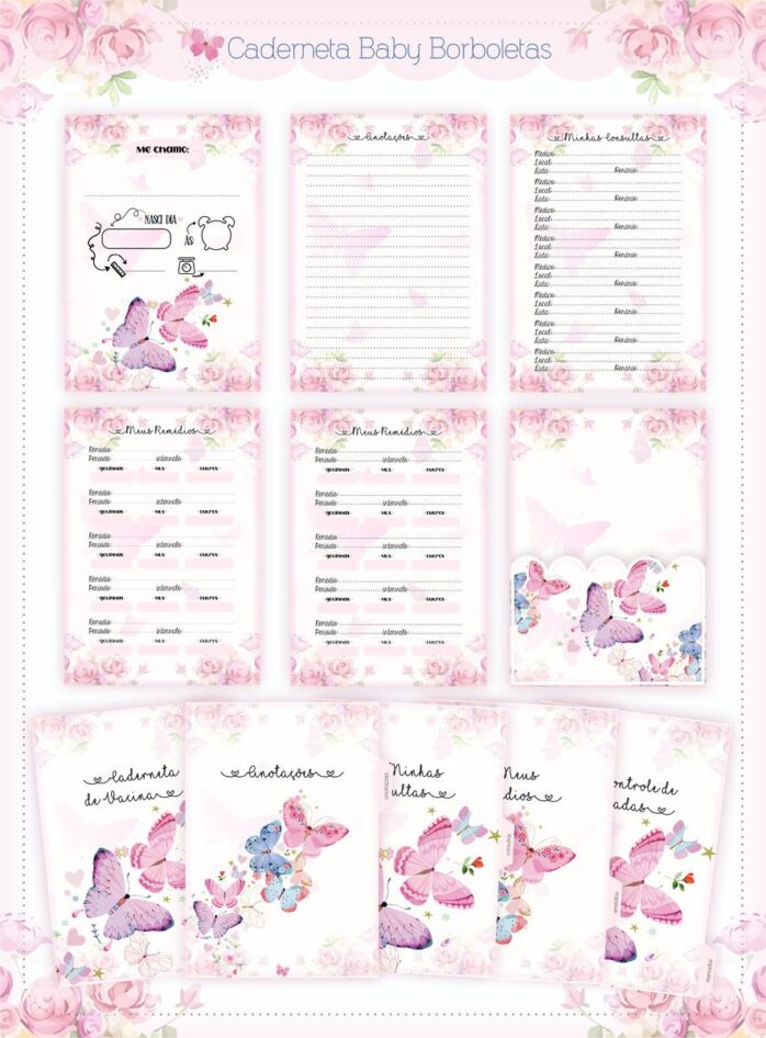 Caderneta De Vacinação Baby Borboletas
