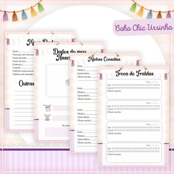 Caderneta de Vacinação Boho Chic Menina