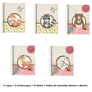 Caderneta de Vacinação Personalizada Tema Bosque em Aquarela 7 caderneta de vacinacao bosque arquivo digital