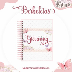 Caderneta de Vacinação Digital Infantil Borboletas Rosinha