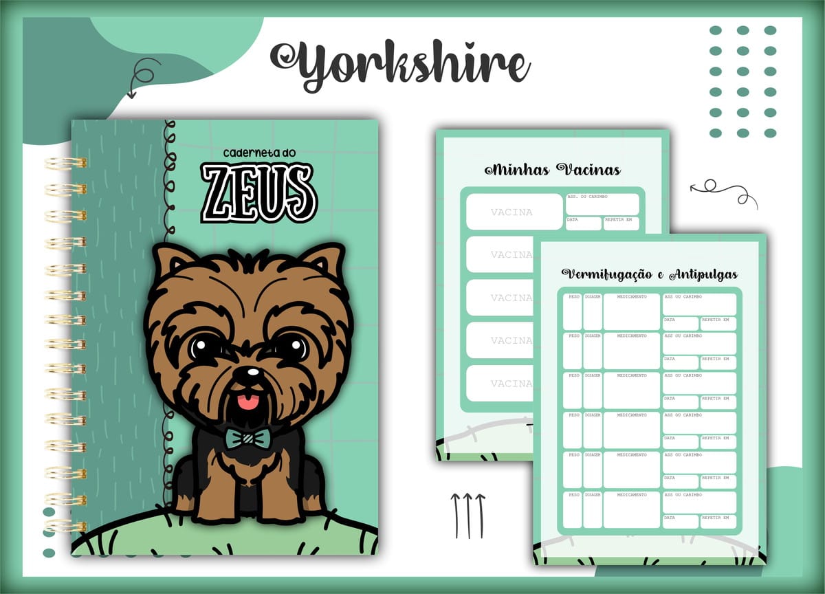 Caderneta de Vacinação Yorkshire Digital Personalizável 1 Caderneta de Vacinação Yorkshire Digital Personalizável
