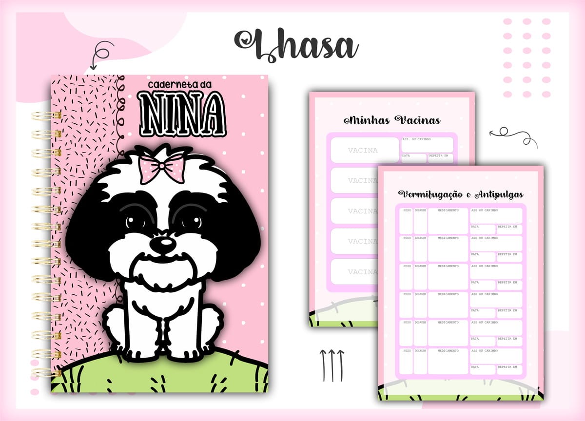 Caderneta de Vacina Lhasa Apso Digital Personalizável 1 Caderneta de Vacina Lhasa Apso Digital Personalizável