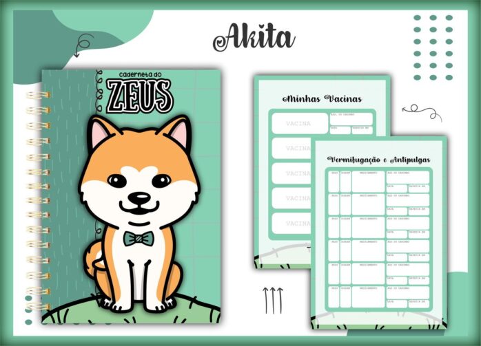 Caderneta Vacina Pet Akita Macho