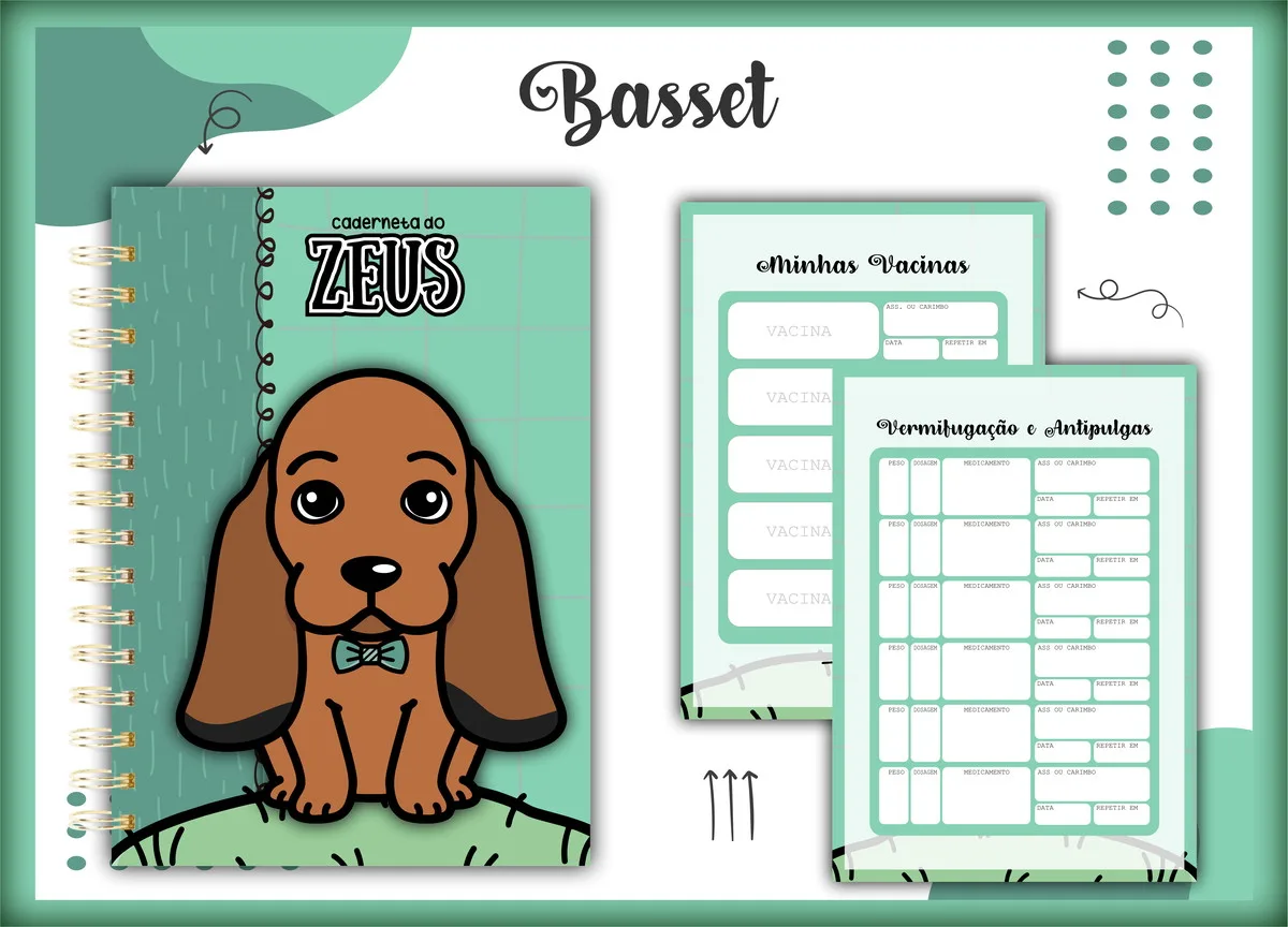 Caderneta Vacina Pet Basset Macho 1 Caderneta Vacina Pet Basset Macho