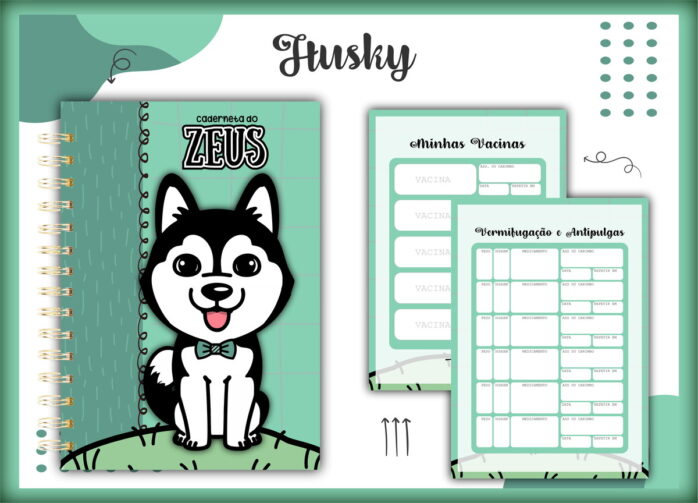 Caderneta Vacina Pet Husky Macho