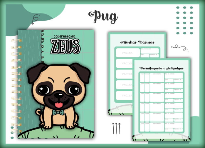 Caderneta Vacina Pet Pug Macho