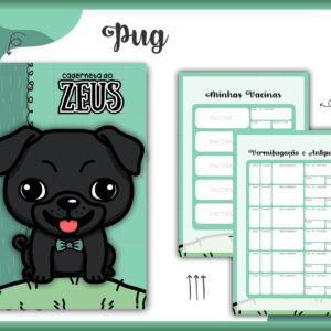 Caderneta Vacina Pet Pug Preto Macho