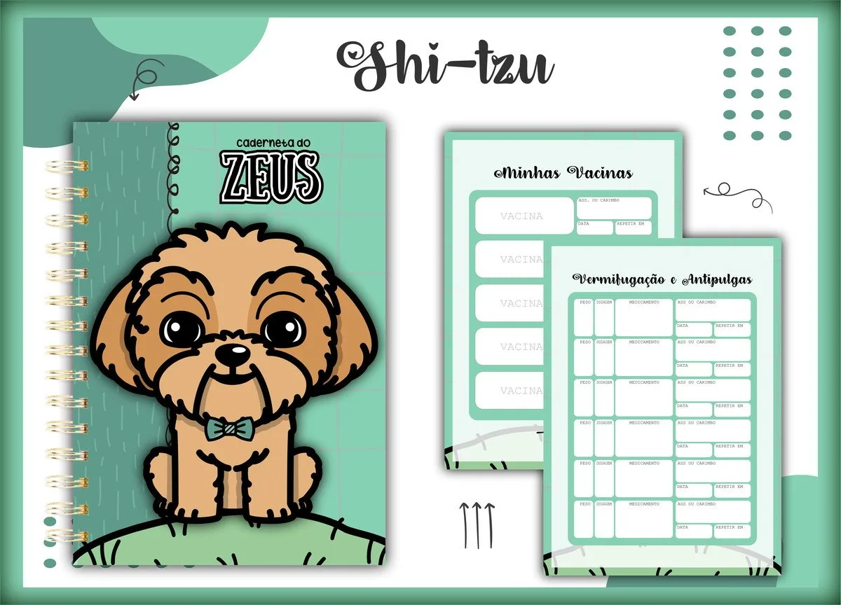 Caderneta Vacina Pet Shihtzu Caramelo Macho -Arquivo Digital 1 Caderneta Vacina Pet Shihtzu Caramelo Macho -Arquivo Digital