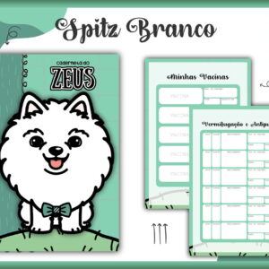 Caderneta Vacina Pet Spitz Branco Macho -Arquivo Digital
