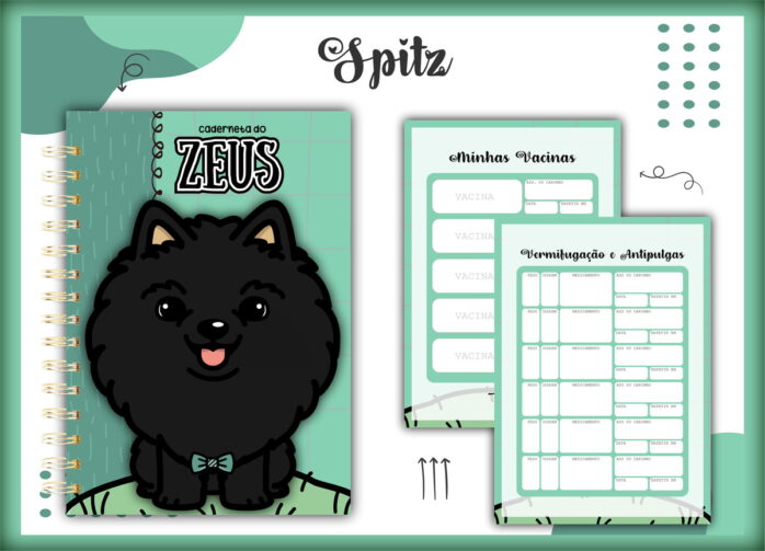 Caderneta Vacina Pet Spitz Preto Macho -Arquivo Digital