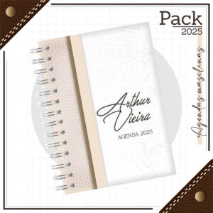 Caderno Couro Branco Arquivos Editáveis para Encadernação