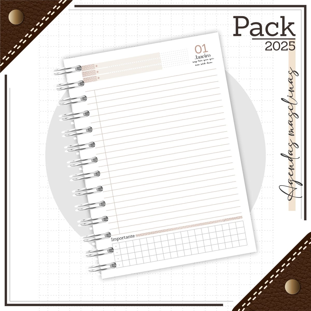 Caderno Couro Branco Arquivos Editáveis para Encadernação 4 Caderno Couro Branco Arquivos Editáveis para Encadernação