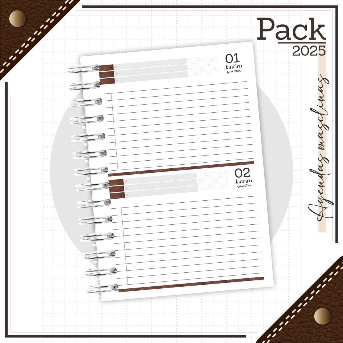 Caderno de Couro Marrom Arquivos para Encadernação 2 Caderno de Couro Marrom Arquivos para Encadernação