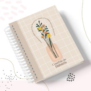 Capa de planner digital com flores em vaso e texto 'Controle de Hábitos'.