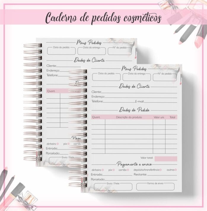 Caderno de pedidos Cosméticos