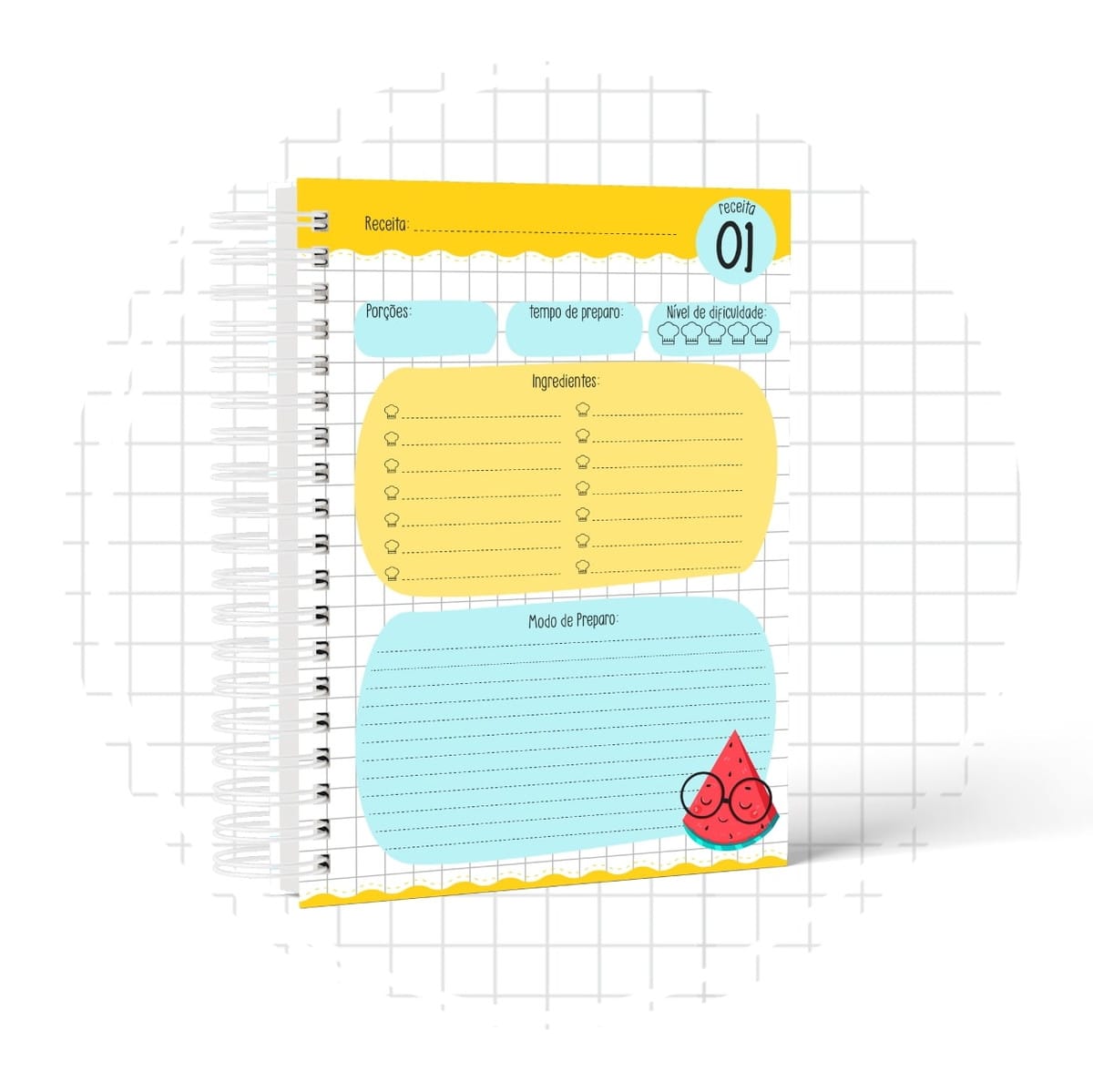 Caderno de Receitas do Bebê Menino Tema Abacaxi 3 Caderno de Receitas do Bebê Menino Tema Abacaxi