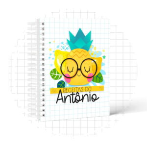 Caderno de Receitas do Bebê Menino Tema Abacaxi 4 Caderno de Receitas do Bebê Menino Tema Abacaxi