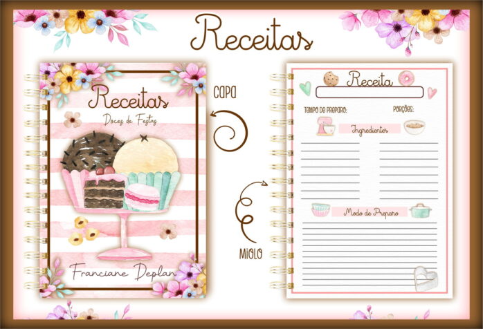 Caderno de Receitas Doces de Festa Digital para Personalizar 49 caderno de receitas doces de festas arquivo digital