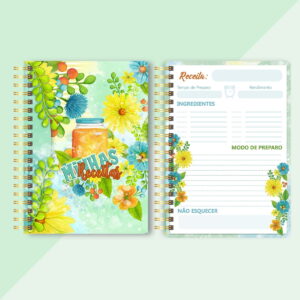 Caderno de Receitas Floral Arquivo Digital Personalizável 7 Caderno de Receitas Floral Arquivo Digital Personalizável