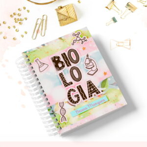 Caderno Digital de Biologia para Criar Planners e Agendas 8 Caderno espiral com capa decorada com temática de biologia e papéis de escritório