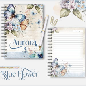 Caderno Feminino Blue Digital para Personalizar