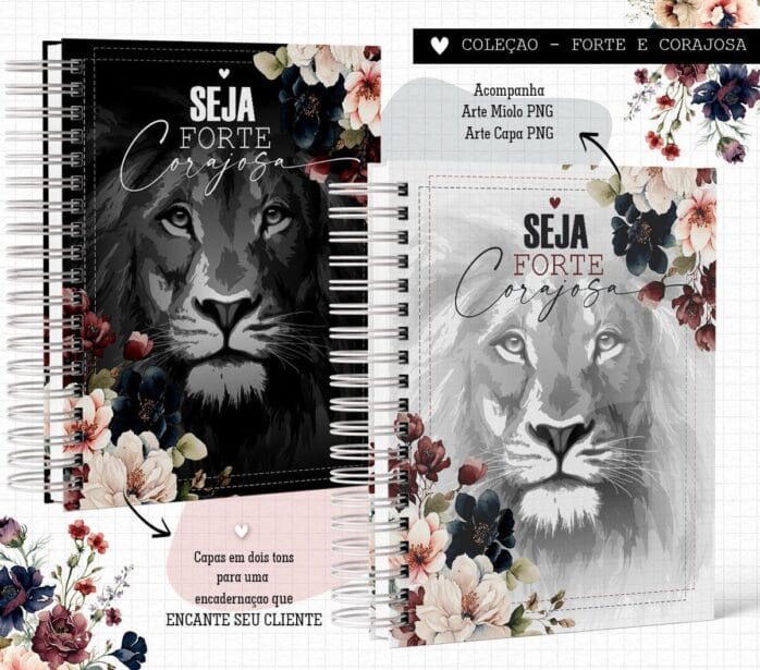 Caderno Forte e Corajosa Floral