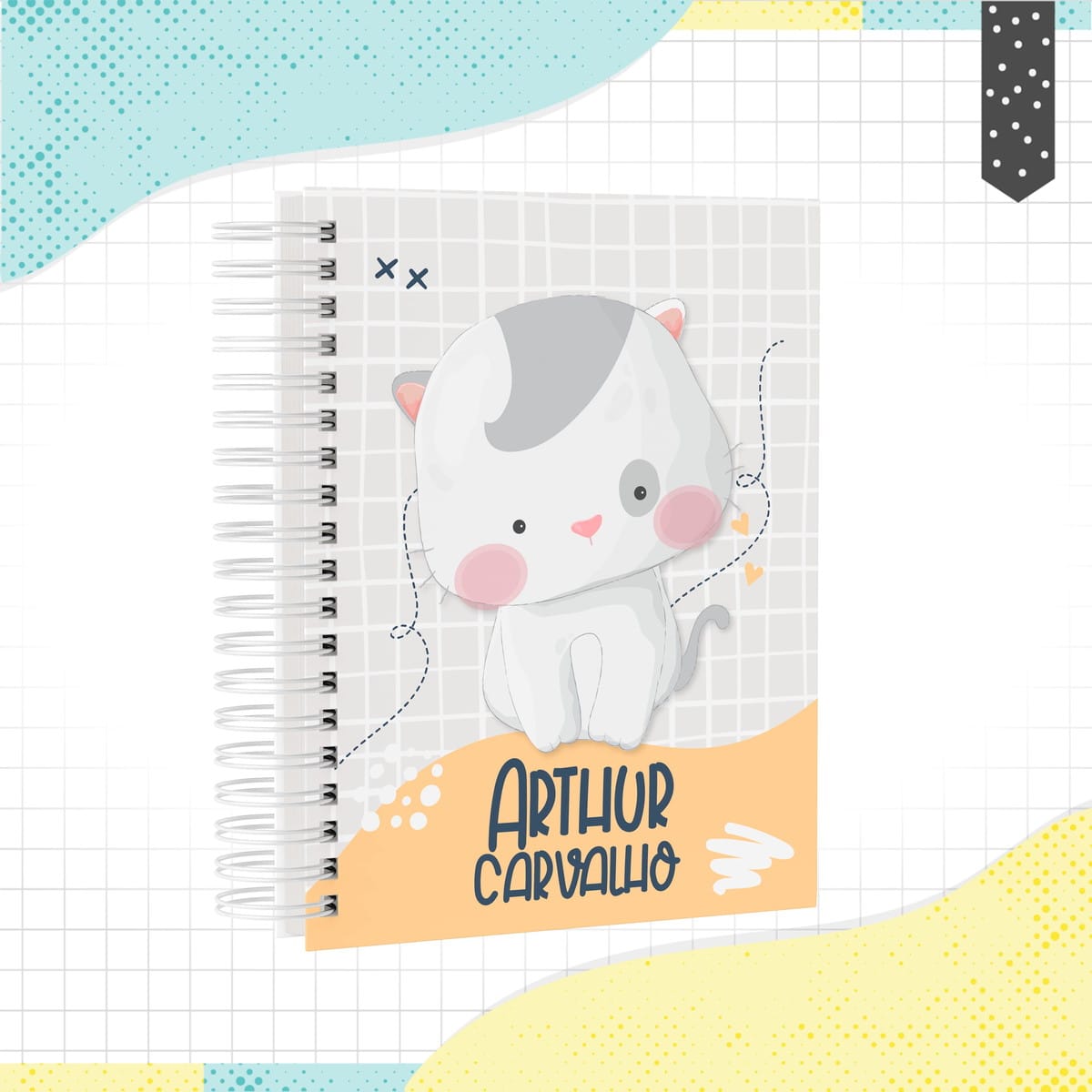 Caderno Digital Gatinho Personalizável para Imprimir 1 Caderno Digital Gatinho Personalizável para Imprimir