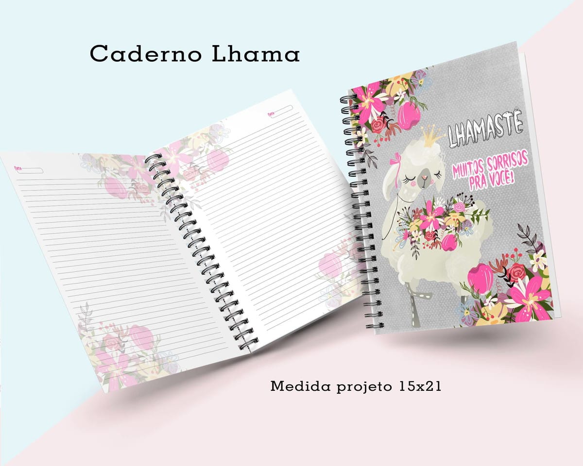 Caderno Digital Lhama Floral para Imprimir e Personalizar 1 Caderno Digital Lhama Floral para Imprimir e Personalizar
