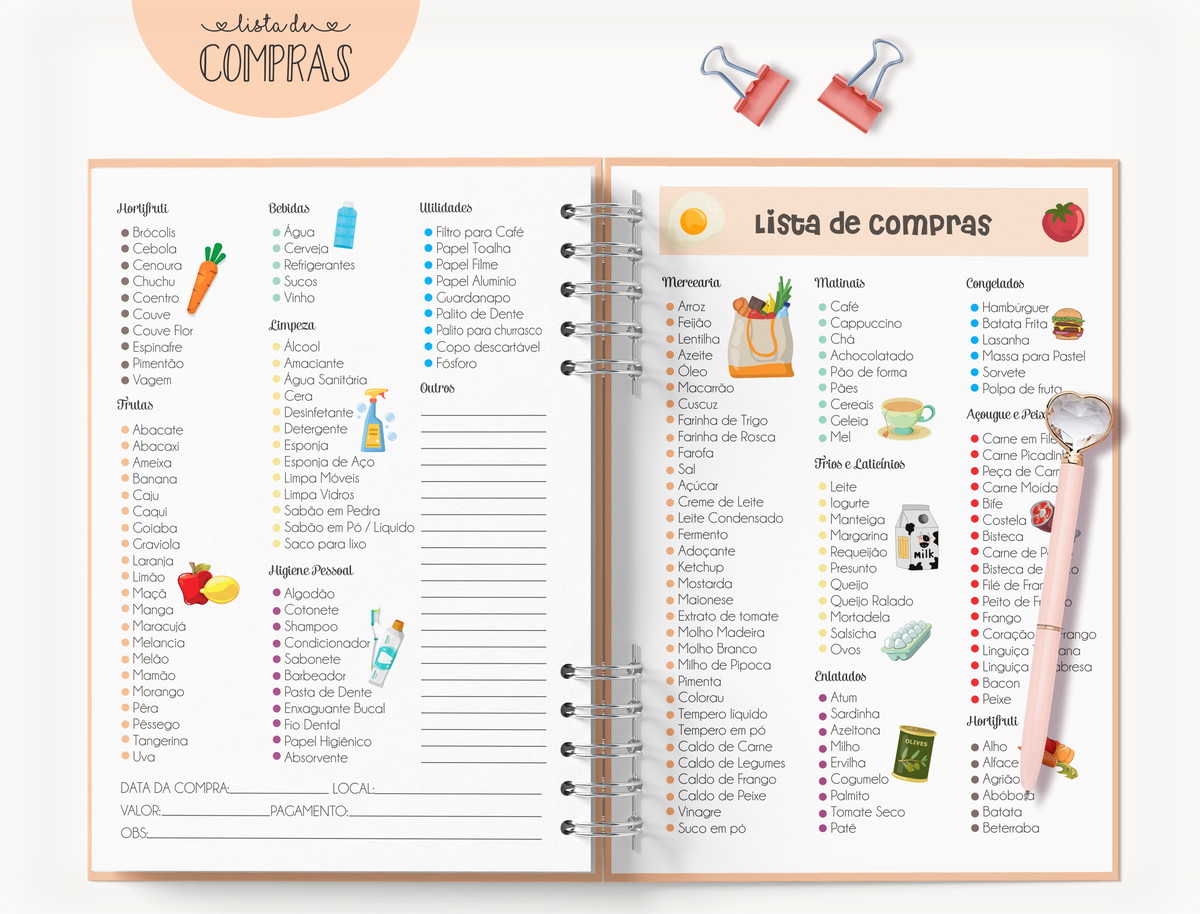 Caderno Lista de Compras Digital A5 para Imprimir 3 Caderno Lista de Compras Digital A5 para Imprimir - Imagem 3