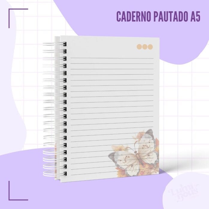 Caderno Pautado Borboleta Branca