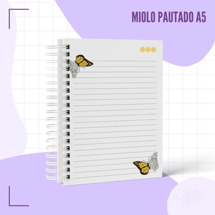 Caderno Pautado Borboleta Margarida