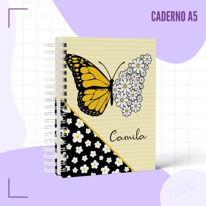 Caderno Pautado Borboleta Margarida